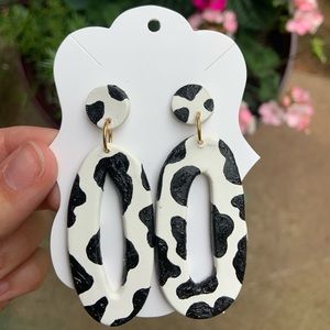 Clay Polymer “Moo” Oval Earrings